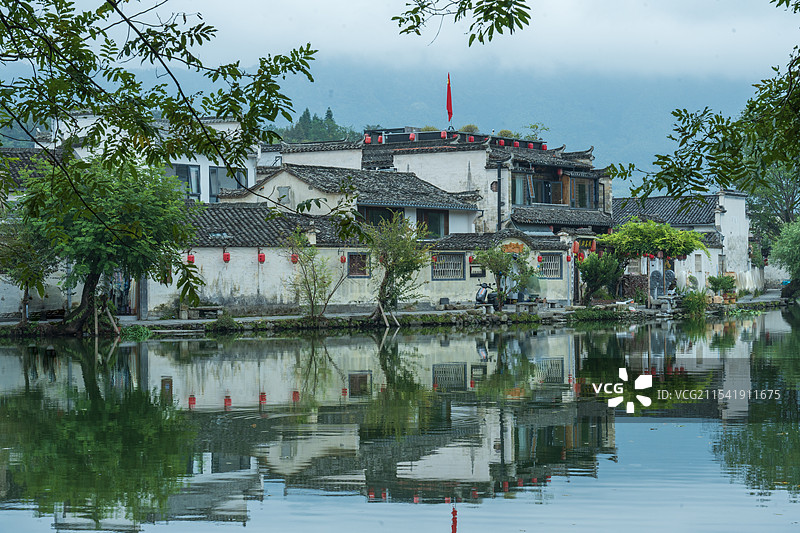 安徽黄山古建筑宏村风景图图片素材