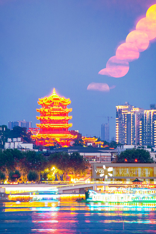 月升黄鹤楼图片素材