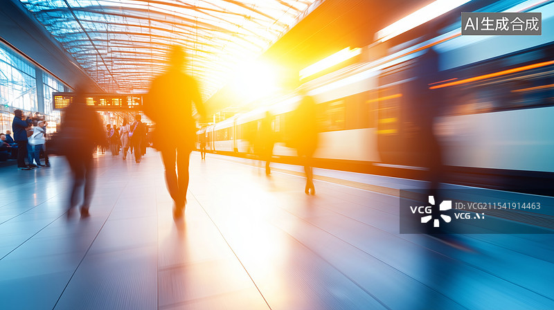 【AI数字艺术】站台上的行人图片素材