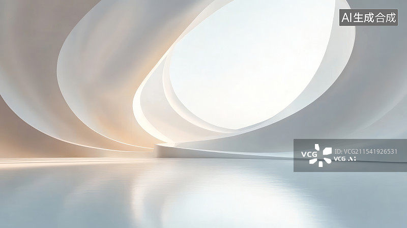 【AI数字艺术】现代抽象建筑室内空间图片素材