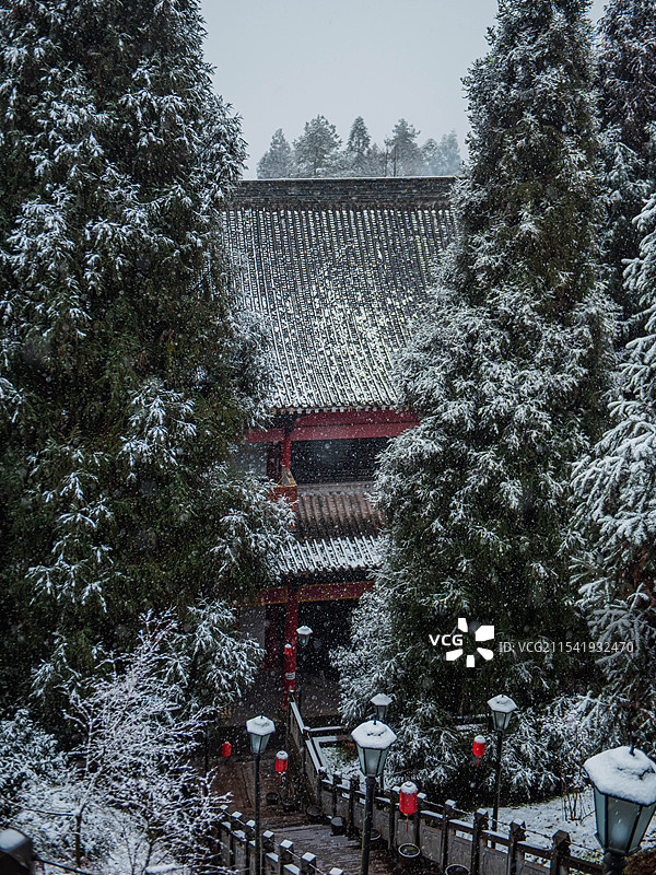 成都天国寺的雪景图片素材