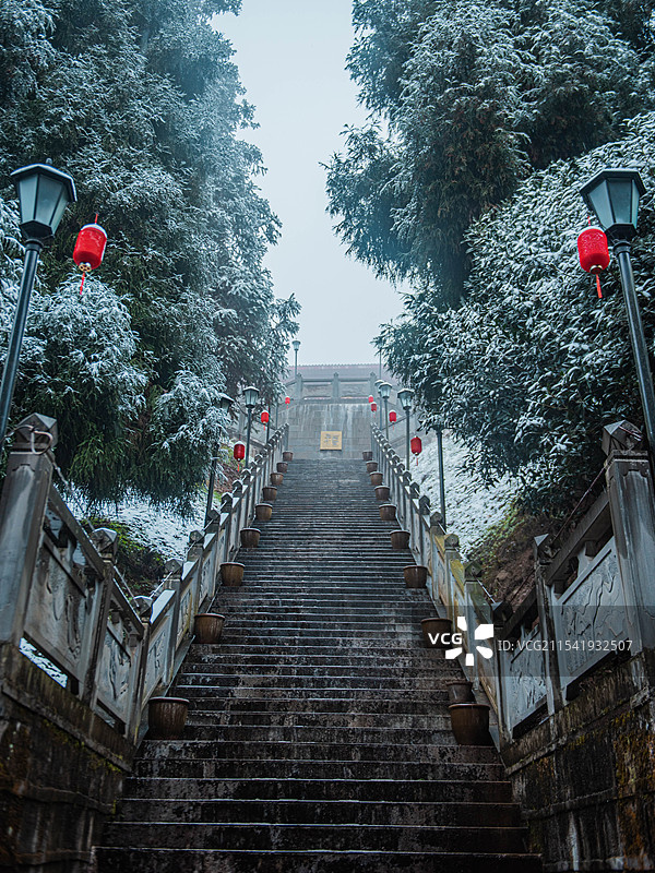 成都天国寺的雪景图片素材