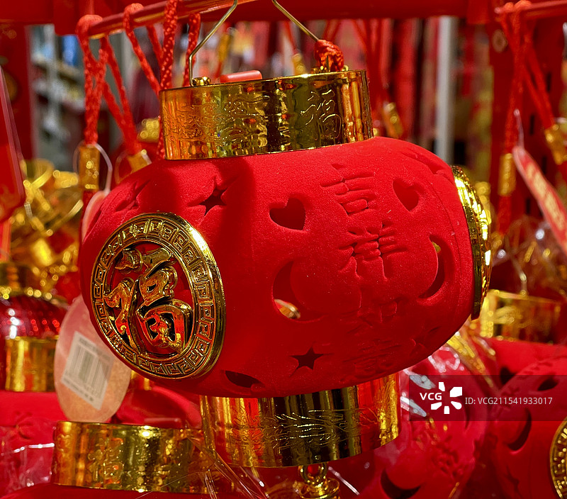 春节装饰品红色手提小灯笼图片素材