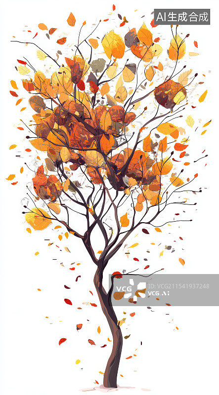 【AI数字艺术】秋天的树枝叶图片素材