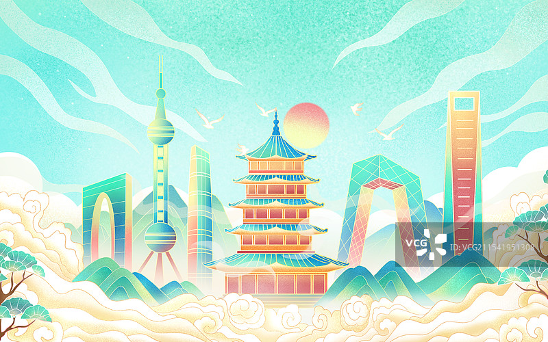 国潮建筑地标图片素材