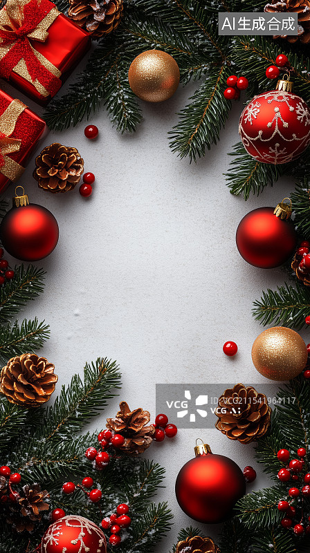 【AI数字艺术】正上方的圣诞装饰背景图片素材