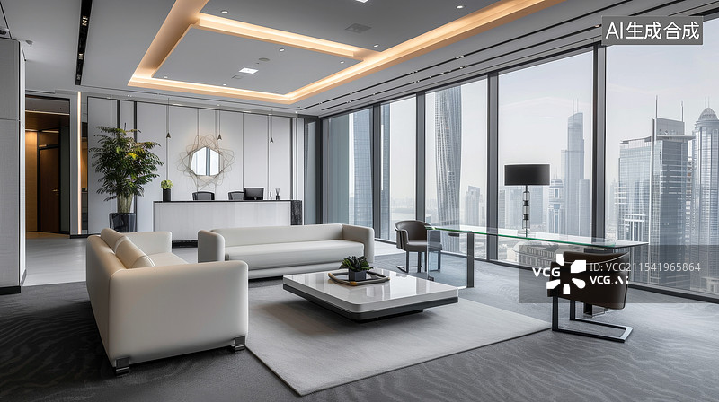 【AI数字艺术】办公室会客区接待区图片素材