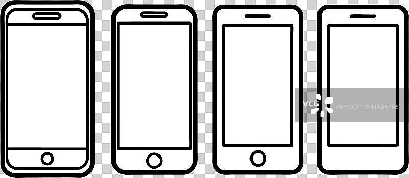 移动设备或器械轮廓集图片素材