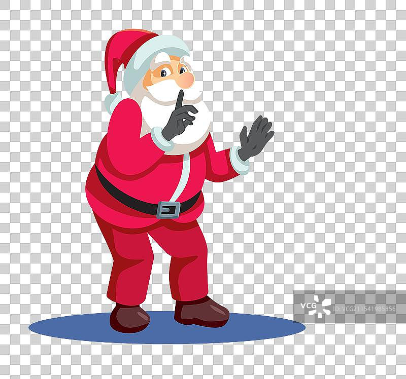 圣诞老人用手指在嘴唇上做出安静的手势图片素材