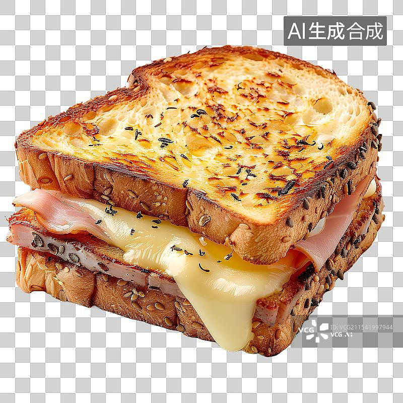 【AI数字艺术】免抠|奶酪和火腿三明治图片素材