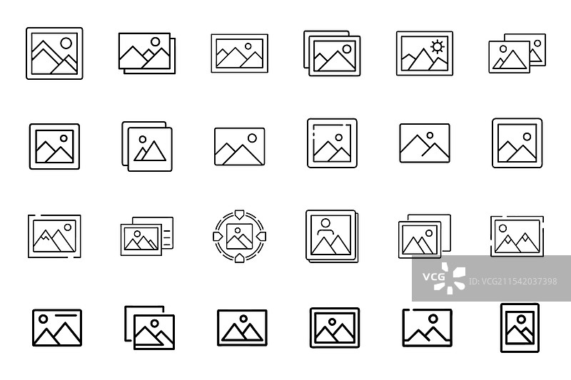 线条艺术风格的图标集图片素材
