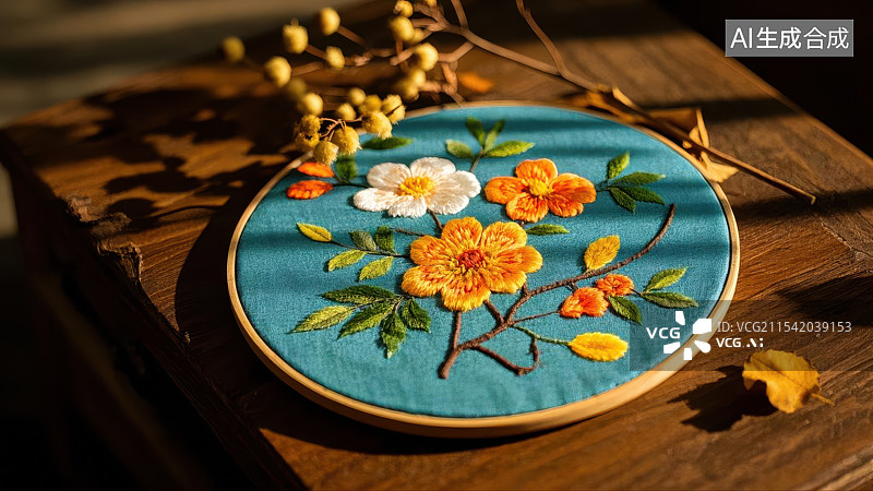 【AI数字艺术】精美刺绣盘子图片素材