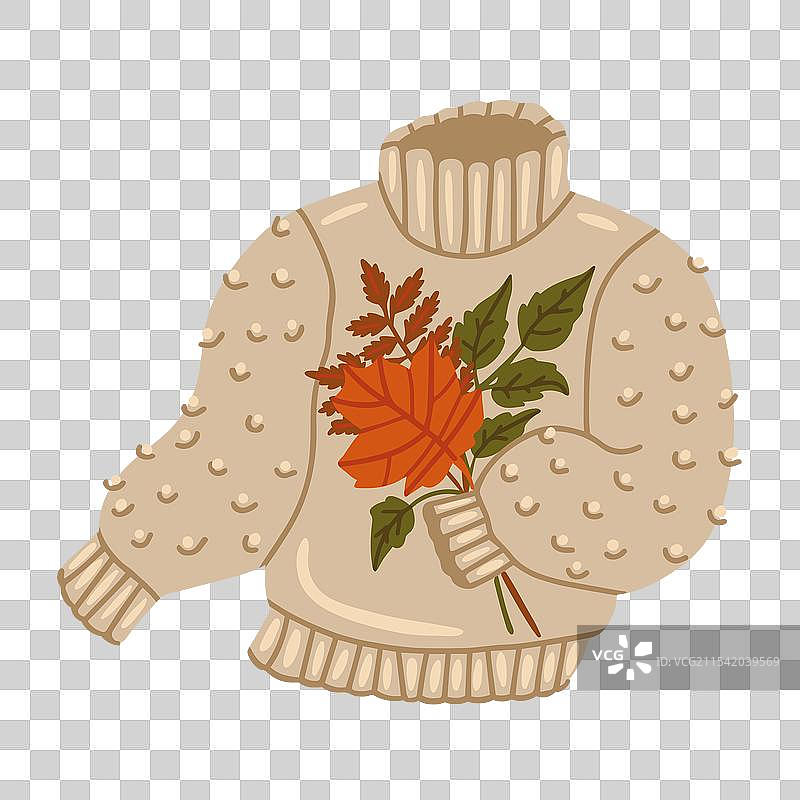 孤立的元素：一件针织羊毛毛衣图片素材