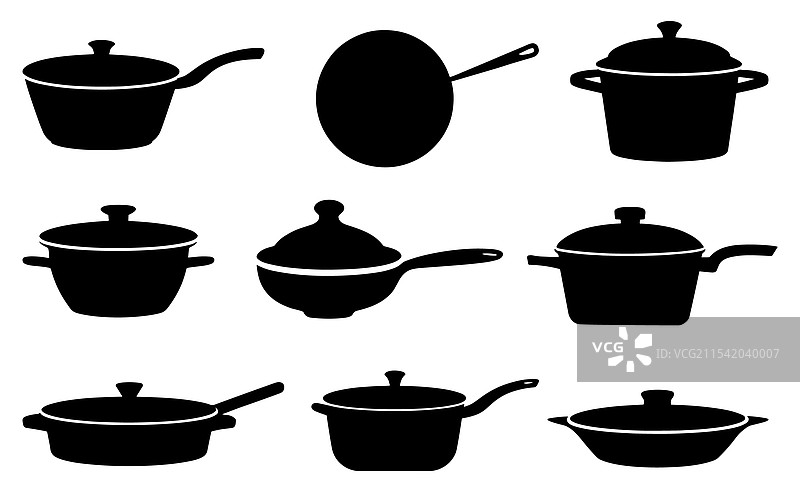 各种烹饪器具的剪影图片素材
