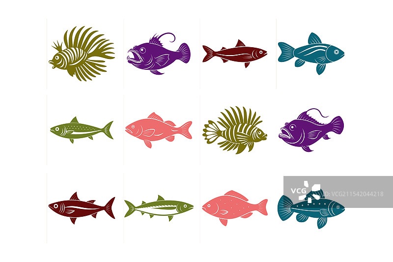鱼类图标艺术图片素材