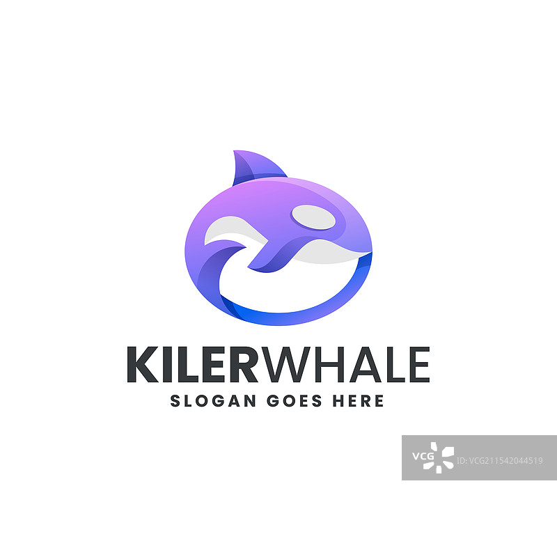 彩色渐变的杀人鲸标志图片素材