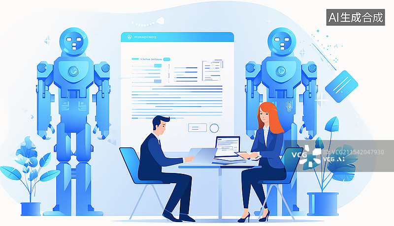 【AI数字艺术】人工智能AI人力资源面试招聘图片素材