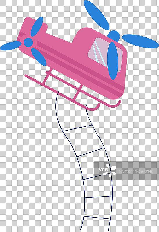 飞行直升机与绳梯图标图片素材