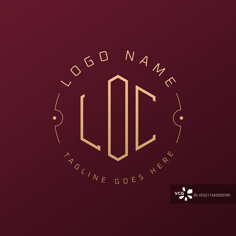 奢华的LOC字母标志设计，优雅的字母组合图片素材