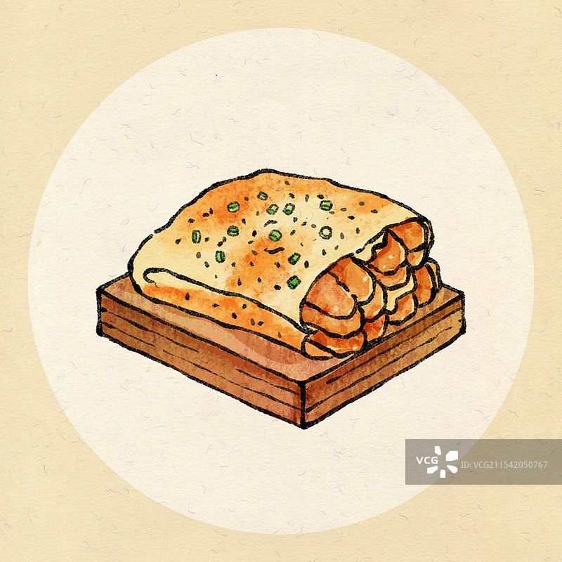 天津美食国风插画-煎饼果子图片素材