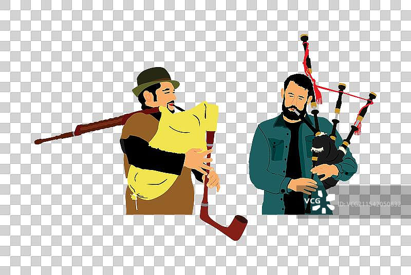 风笛演奏者二重奏演奏风笛图片素材