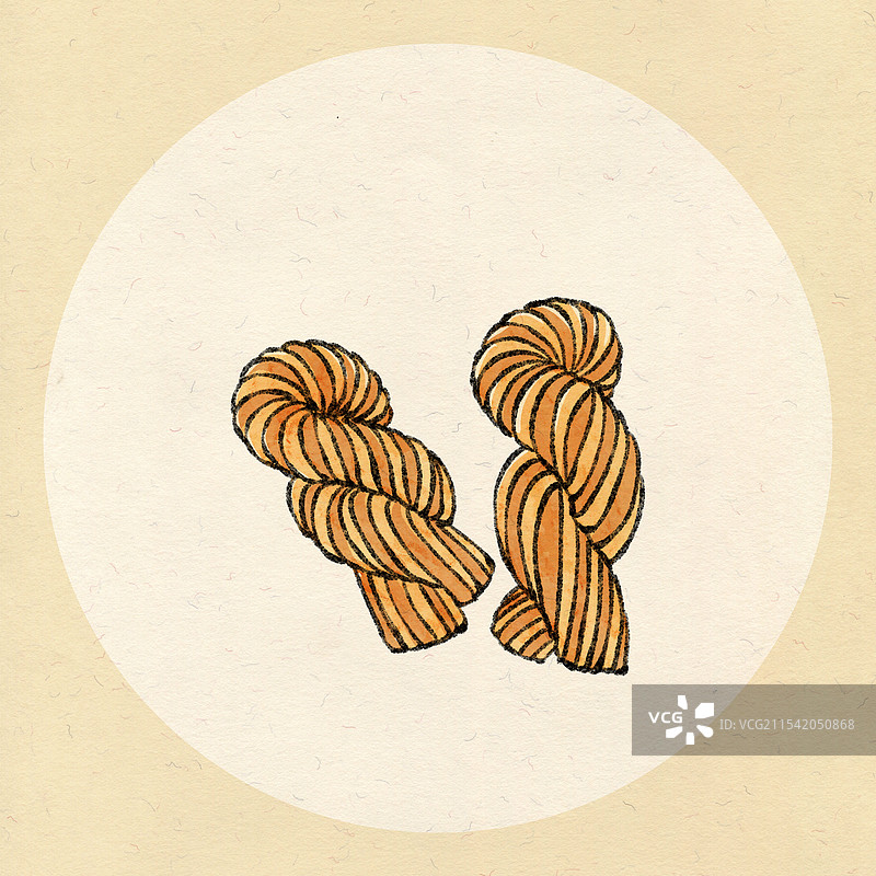 天津美食国风插画-天津麻花图片素材