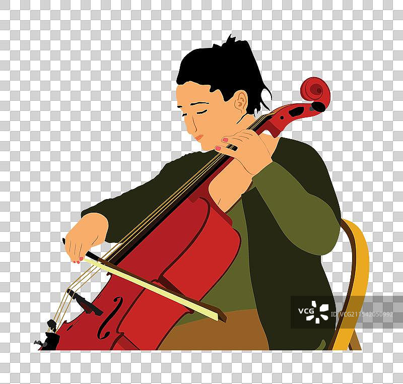 独奏的女大提琴手演奏大提琴图片素材