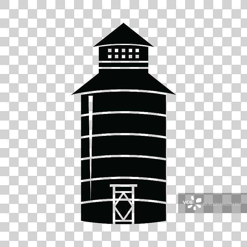 水塔的黑白剪影图片素材