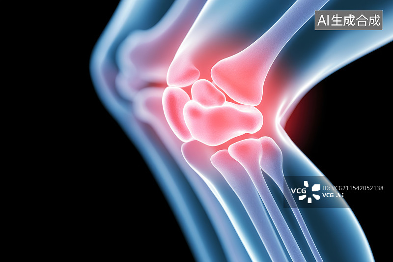 【AI数字艺术】膝盖关节疼痛关节炎风湿病概念图片素材