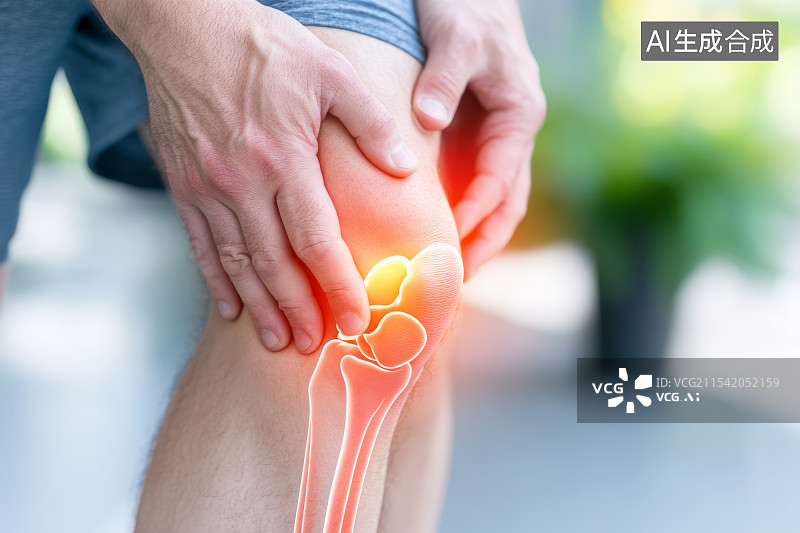 【AI数字艺术】膝盖关节疼痛关节炎风湿病概念图片素材