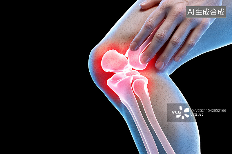 【AI数字艺术】膝盖关节疼痛关节炎风湿病概念图片素材