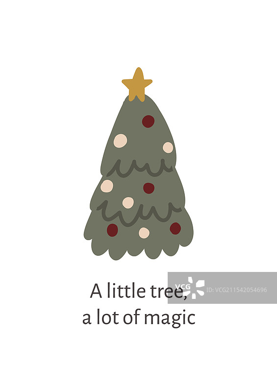 温馨的圣诞树，顶部有星星，风格简约图片素材