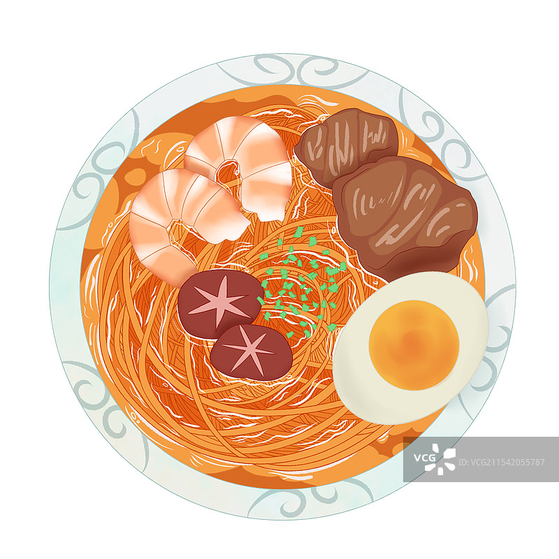 面条单元素国风插画图片素材