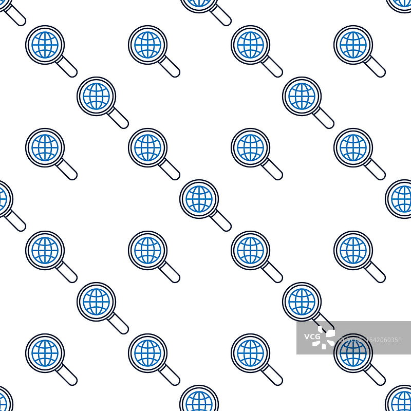 带有地球仪的放大镜无缝图案图片素材
