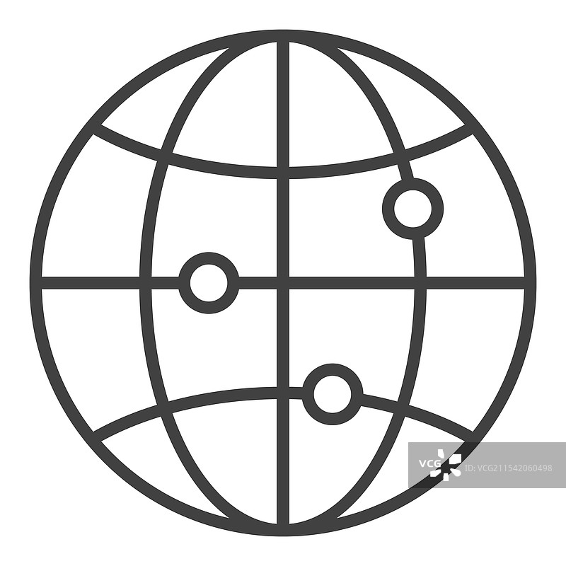 世界物流地球仪图标或标志（细线风格）图片素材
