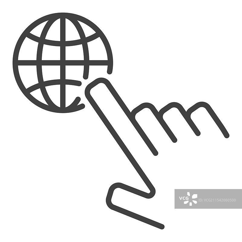 世界与手握地球仪的细线图标或标志图片素材