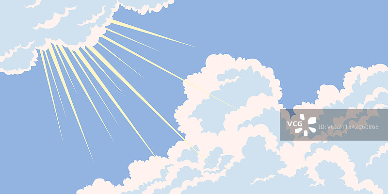 阳光穿透蓬松的云朵图片素材