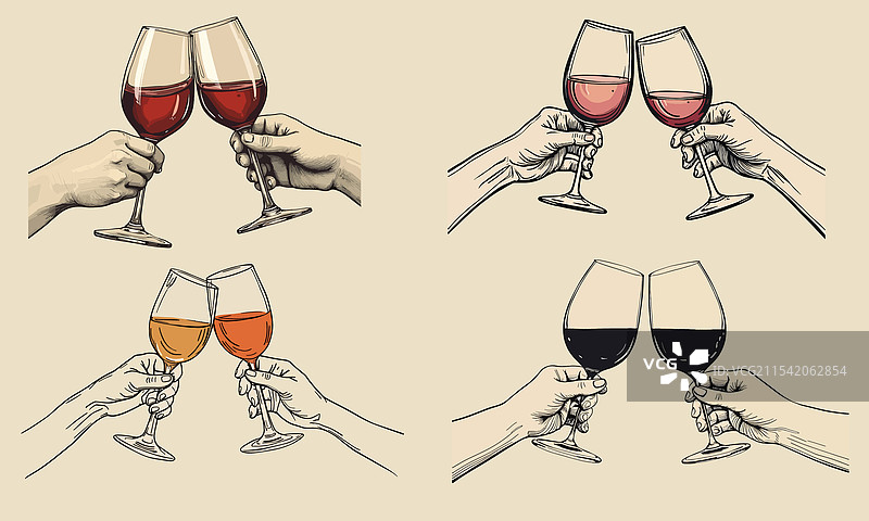 庆祝的干杯，复古风格的葡萄酒祝酒图片素材