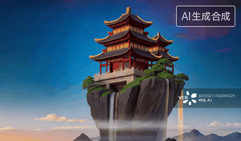 【AI数字艺术】空中楼阁图片素材