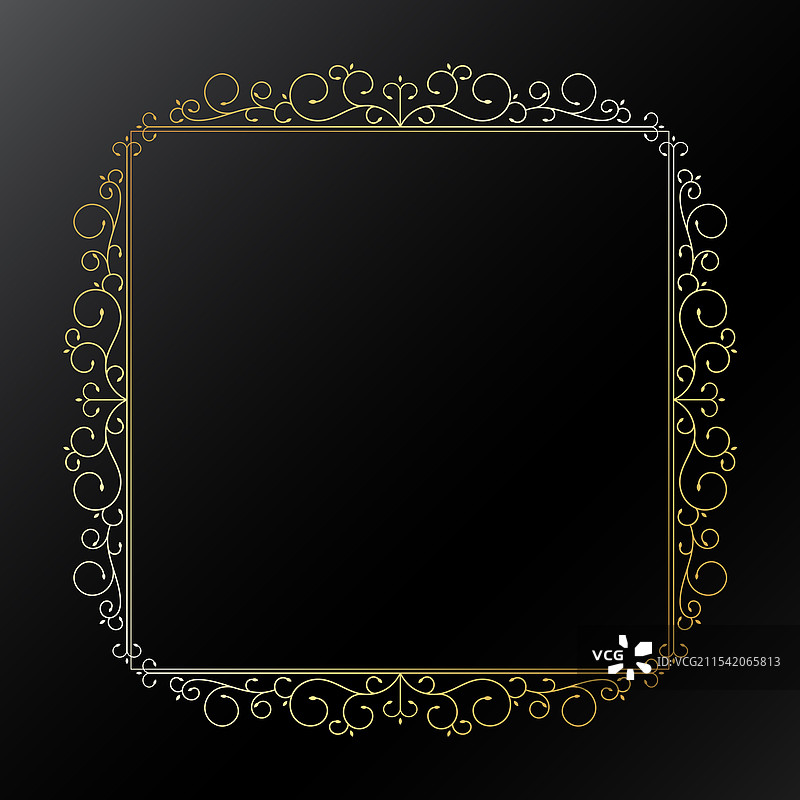 金色美丽的框架，独特的花卉图案图片素材