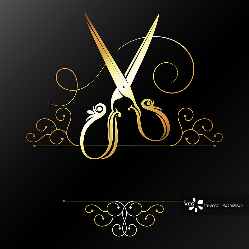 理发师的剪刀与一束卷发图片素材