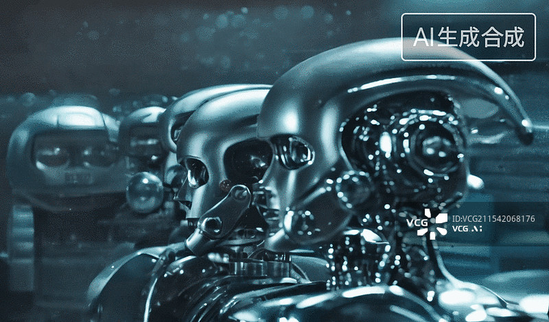 【AI数字艺术】机械人阵列图片素材