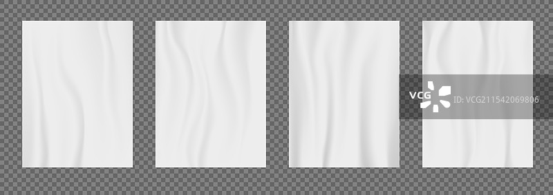 皱褶的白色空白纸张，逼真效果图片素材