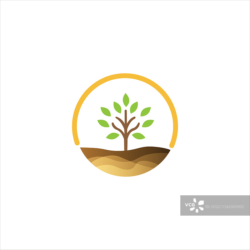 树木从地面生长的标志模板图片素材