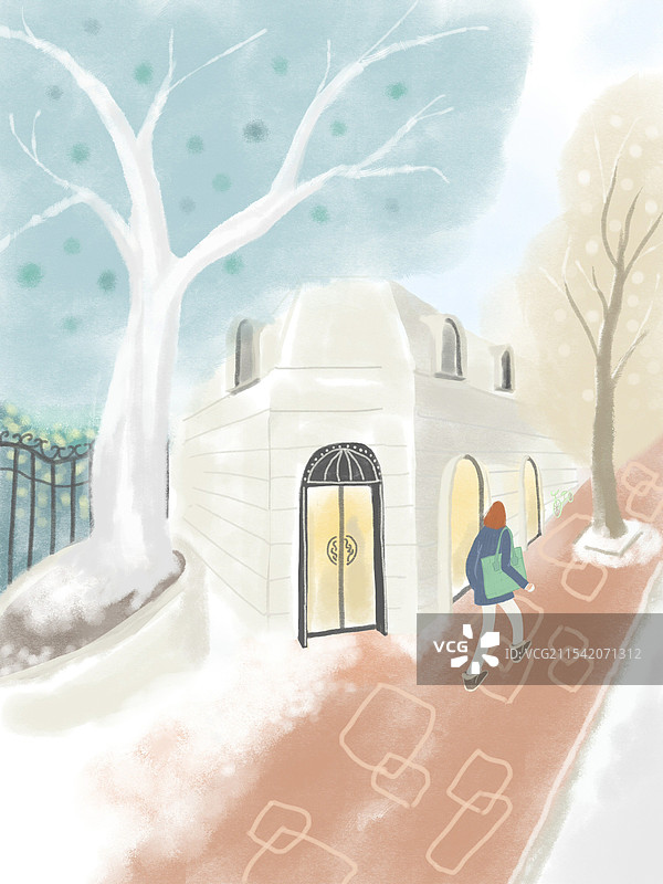 冬天白雪覆盖的街景图片素材