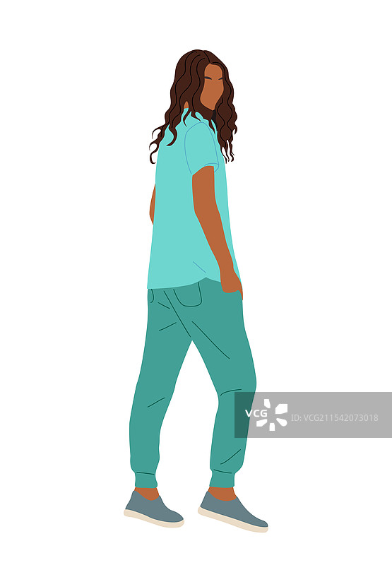 年轻迷人的护士侧后方站立图片素材