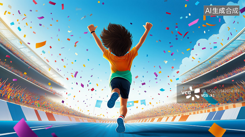 【AI数字艺术】一个冲向终点的跑步运动员图片素材