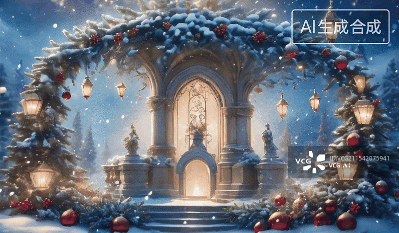 【AI数字艺术】冬夜奇境图片素材