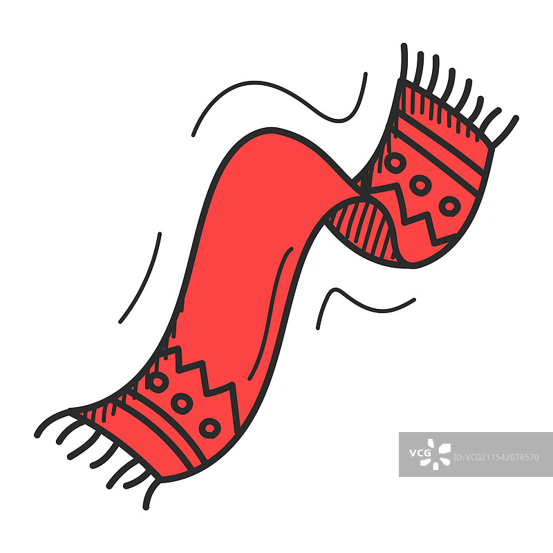 红色冬季围巾涂鸦图标孤立设计图片素材