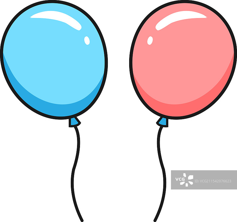 两个五颜六色的气球，蓝色和粉色，完美适合图片素材